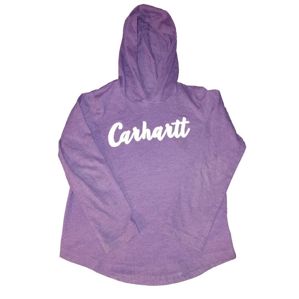 CARHARTT Girls Purple Hooded Long Sleeve Lightweight Pullover Shirt Top Size XS
